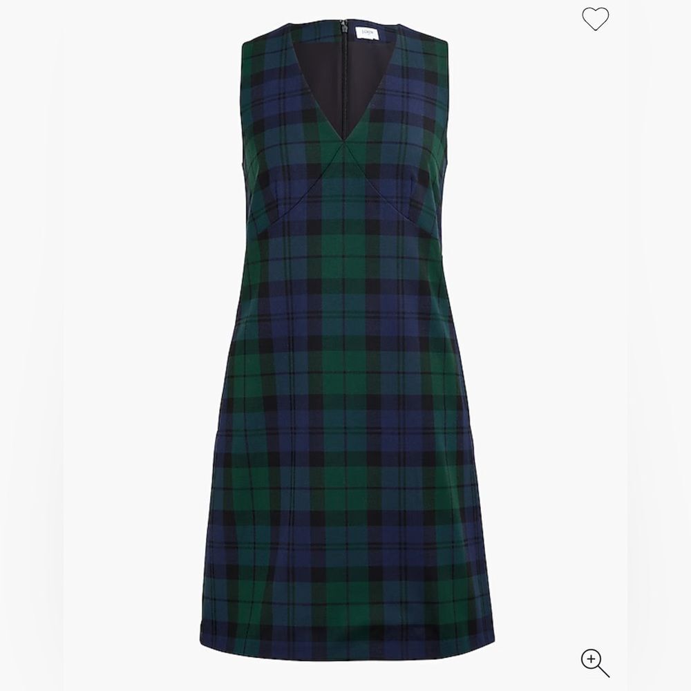 J. Crew Factory Black Watch Sleeveless V-neck Shift Dress Size P4 NWT #CD302